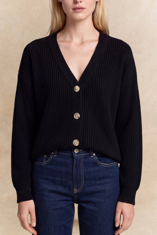 Ambre Full Size V-Neck Button-Up Knit Cardigan Plus Size