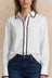 Amelie Contrast-Trim Button Blouse