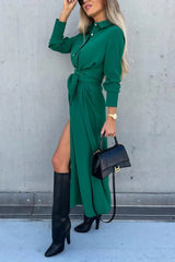 Annalisa Button Front Long Sleeve Shirt Dress