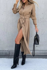 Annalisa Button Front Long Sleeve Shirt Dress