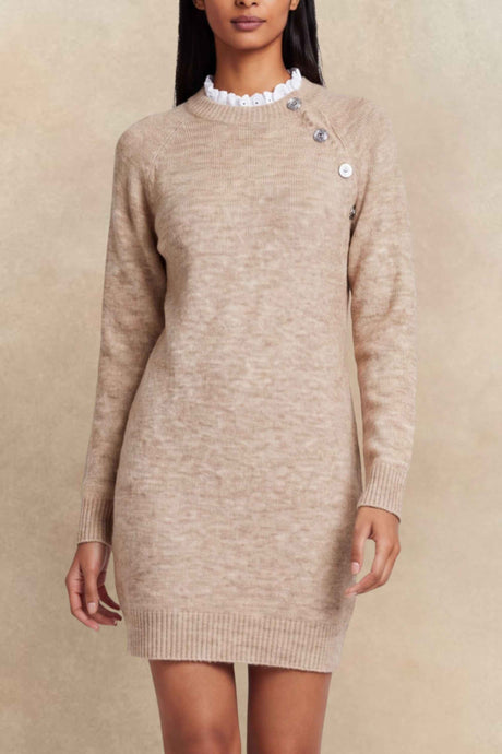 Ariane Button Detail Knit Sweater Dress