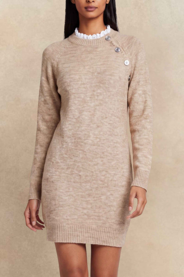 Ariane Button Detail Knit Sweater Dress
