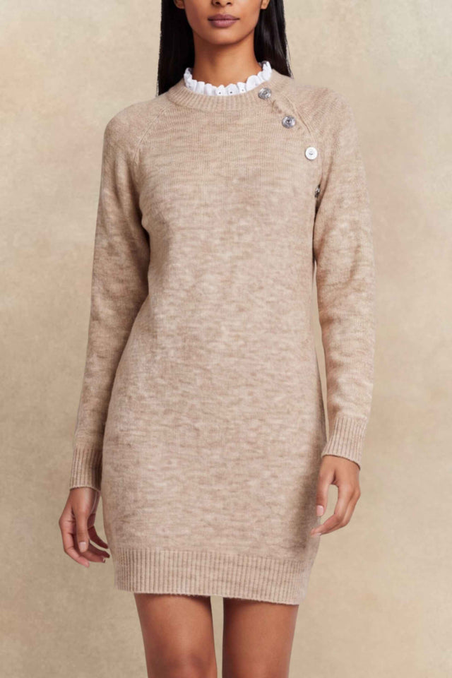 Ariane Button Detail Knit Sweater Dress