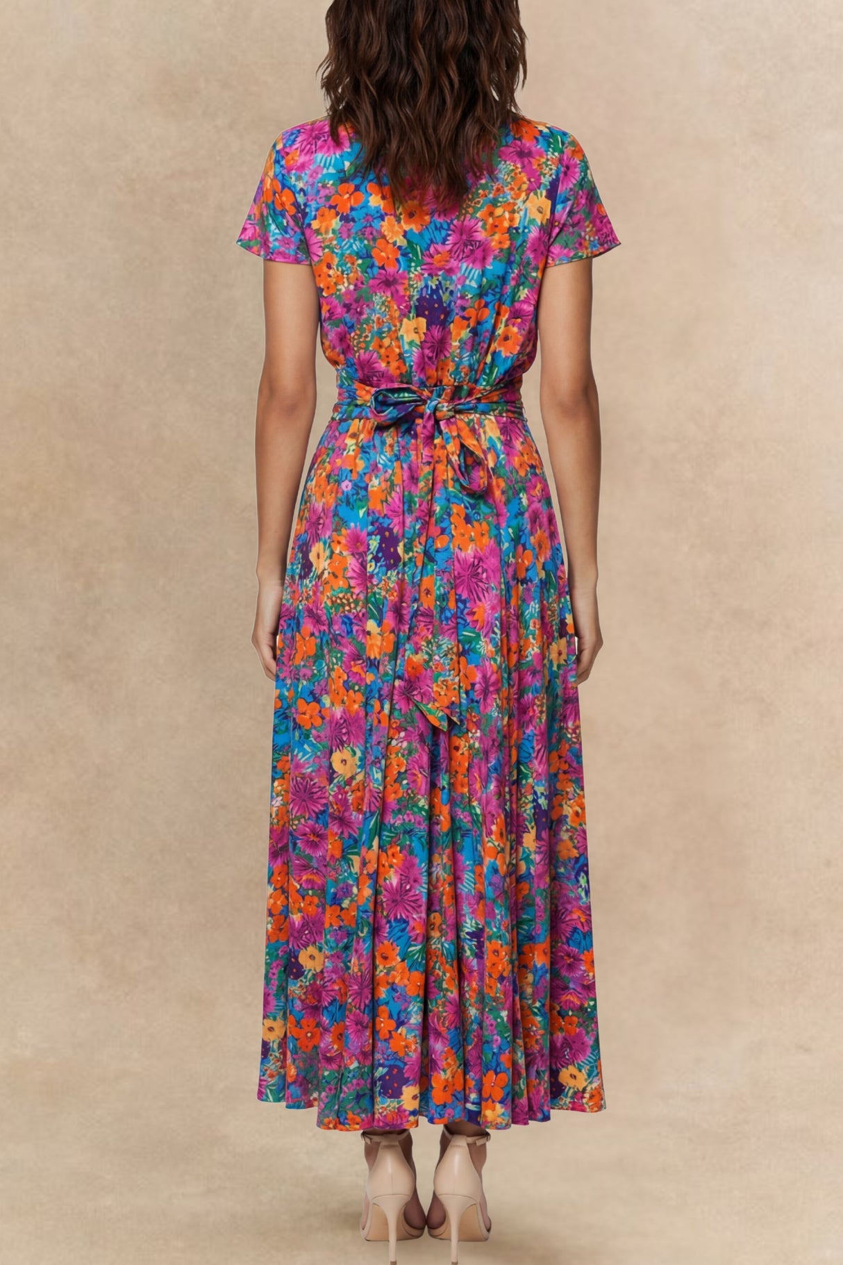 Arianna Robe Maxi Florale Manches Volantes Taille Froncée