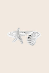 Ariel Starfish & Seashell Open Ring