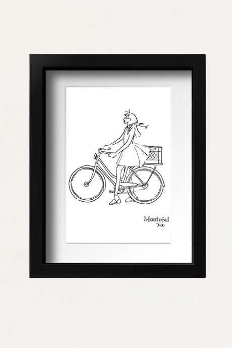 Art print- Girl on bicycle - Onze Montreal Default Title Onze Montreal