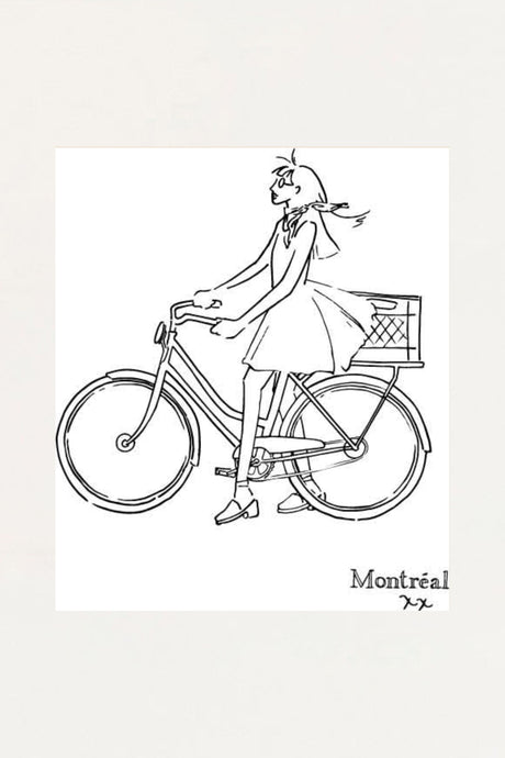 Art print- Girl on bicycle - Onze Montreal Default Title Onze Montreal
