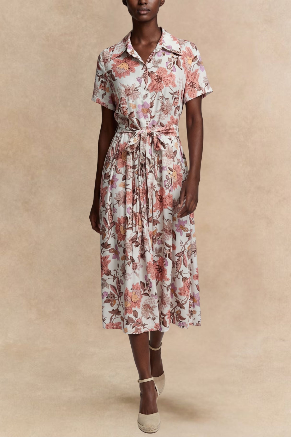 Augustine Midi Shirt Dress Floral Print