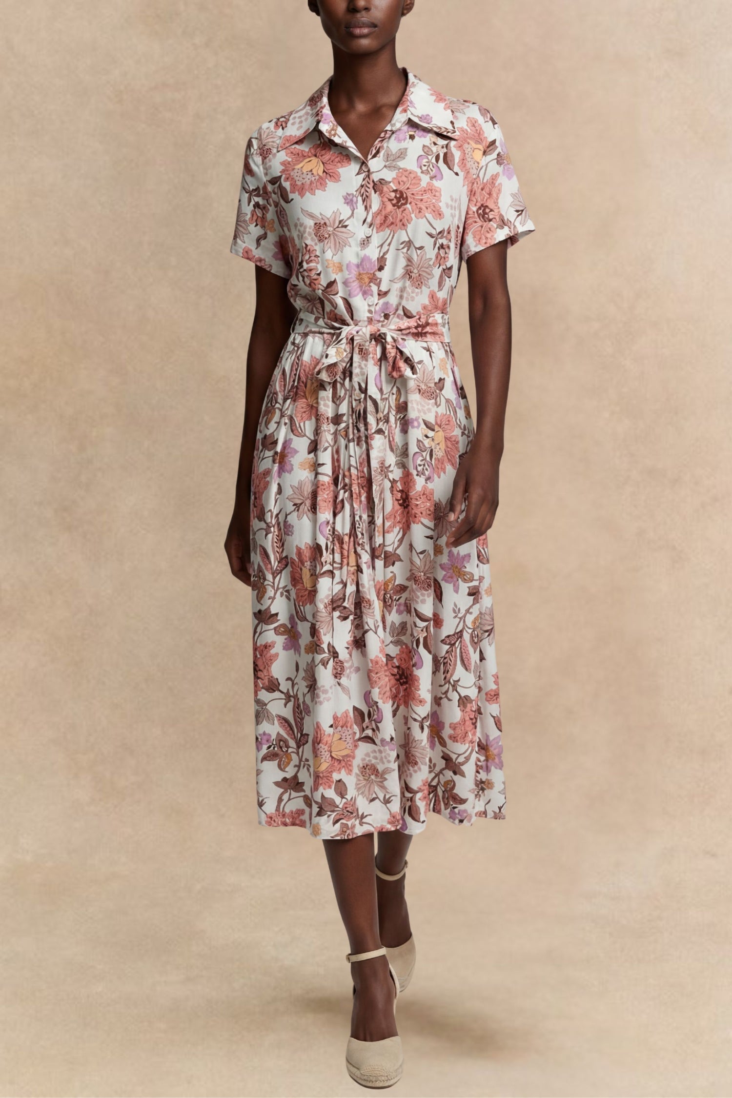 Augustine Midi Shirt Dress Floral Print