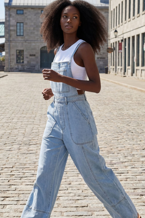 Aurelia Fit Wide Leg Denim Overalls