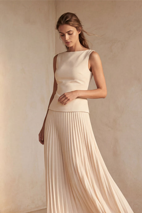 Auriane Robe Longue Plissée Sans Manches 