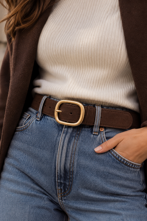 Ceinture Large Boucle Ovale Dorée