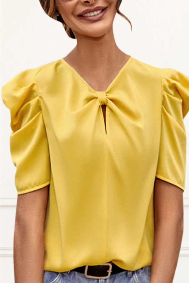 Beatrice Slim Top Puff Sleeve Bow Front