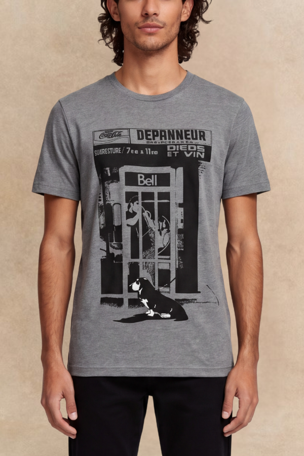 Bell, Bière et Basset T-Shirt Hommes Gris