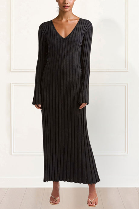 Bianca Maxi Dress Long Bell Sleeve Slim Fit