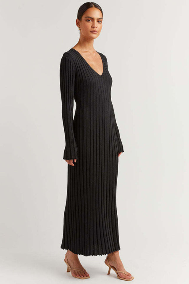 Bianca Maxi Dress Long Bell Sleeve Slim Fit - Onze Montreal White / S Sold by Ô-MARCHÉ Seller