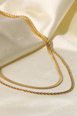 18K Collier Double Chaîne Dorée