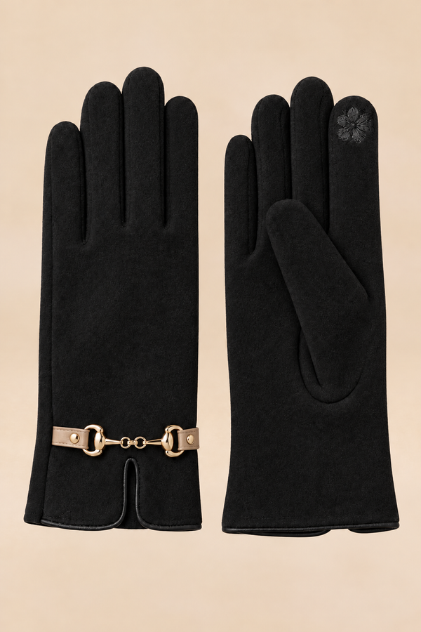 Gants D’hiver Noirs Détail Chaîne