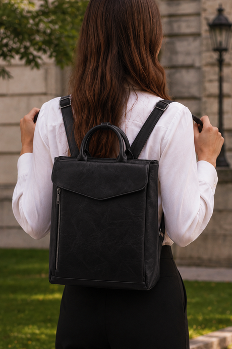 Evie Laptop Backpack Crossbody Flap Front