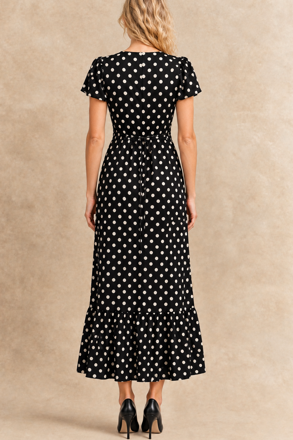 Constance Black Polka Dot Long Maxi Dress