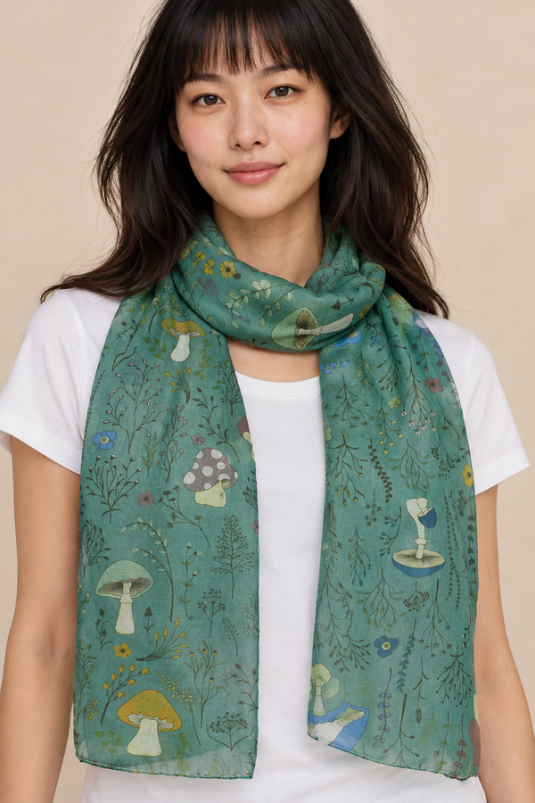 Scarf Mushrooms Sage Green