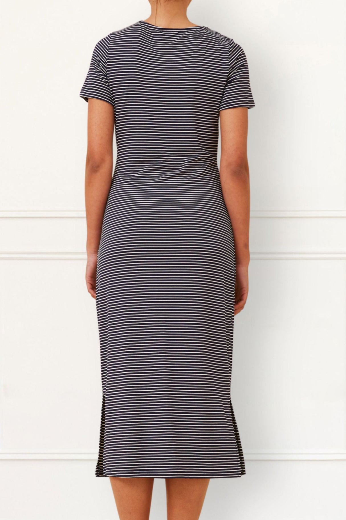 Brianna Midi Dress Striped Print - Onze Montreal Black / XS Annick