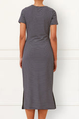 Brianna Midi Dress Striped Print - Onze Montreal Black / XS Annick