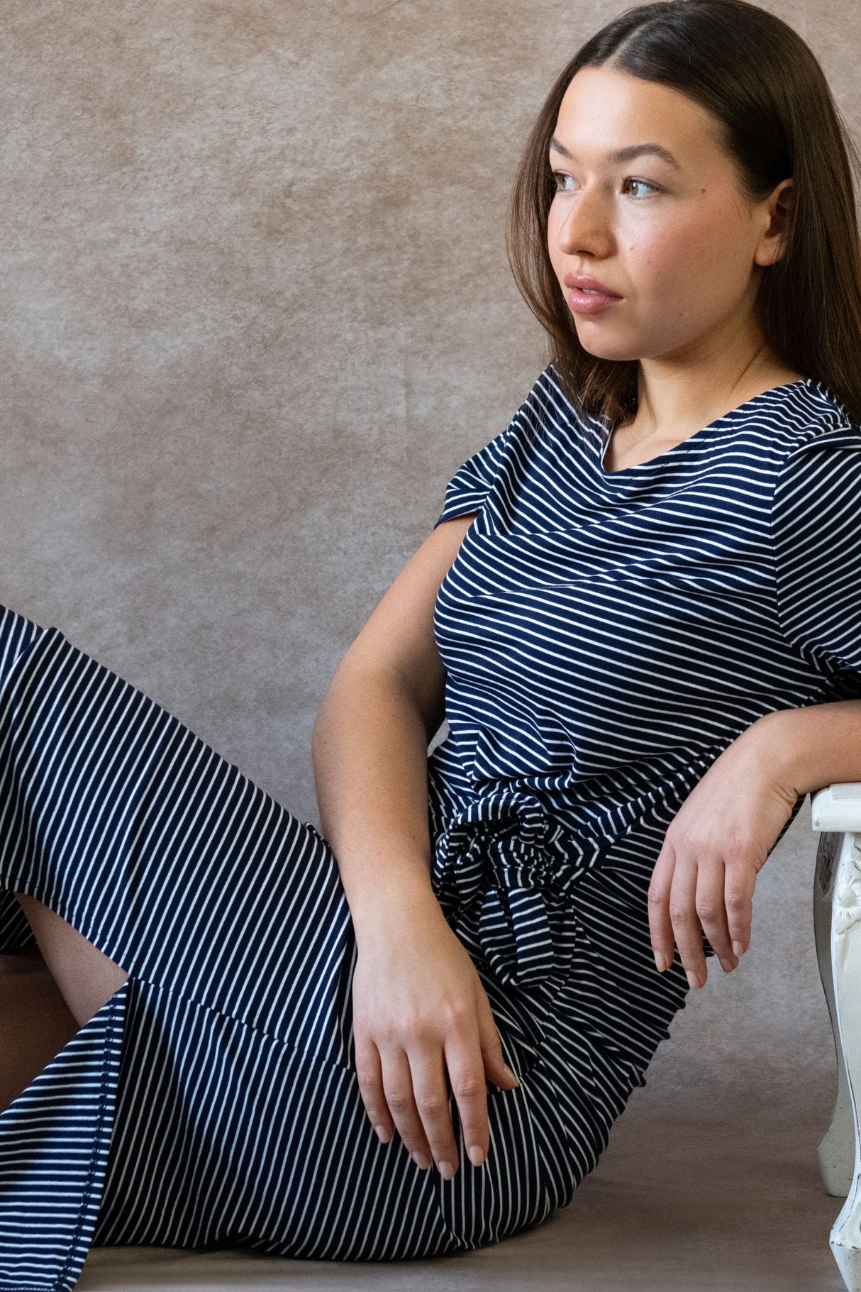 Robe midi extensible rayée Brianna