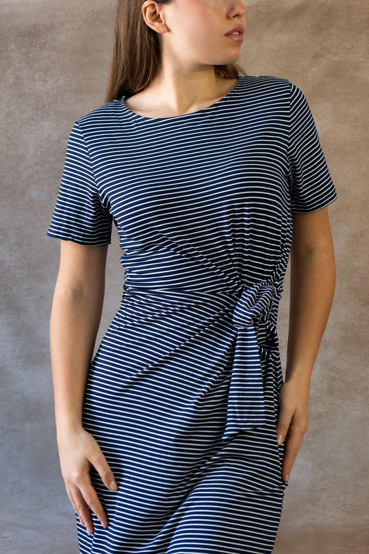 Robe midi extensible rayée Brianna