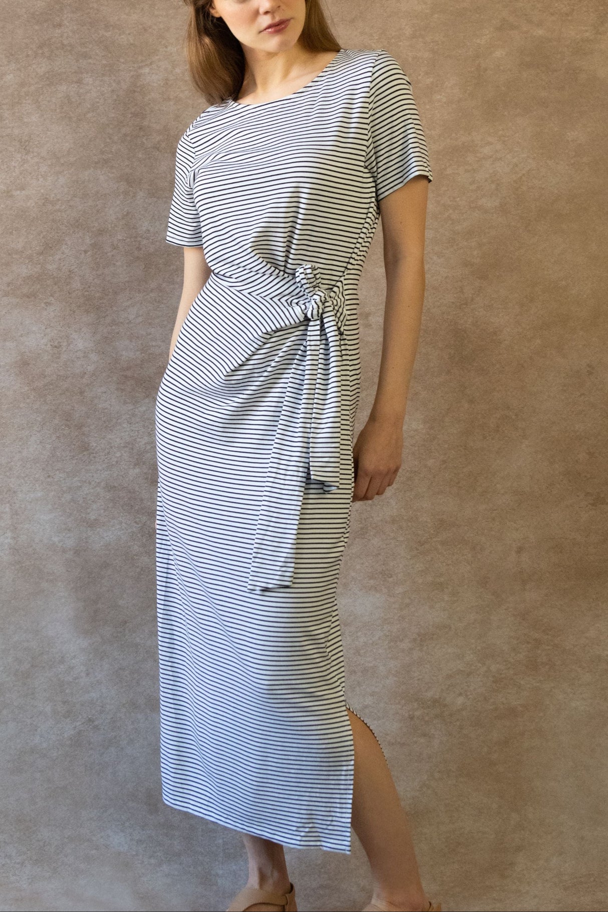 Robe midi extensible rayée Brianna