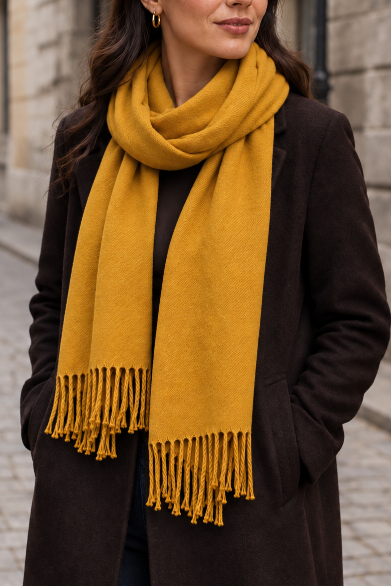 Foulard Jaune Franges
