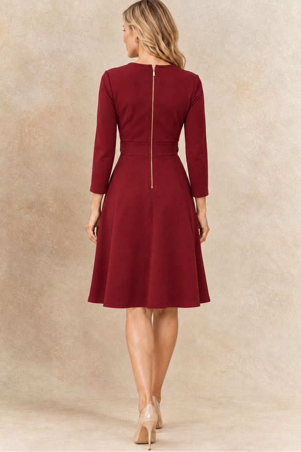 Nathalie Fit & Flare Dress Gold Buttons