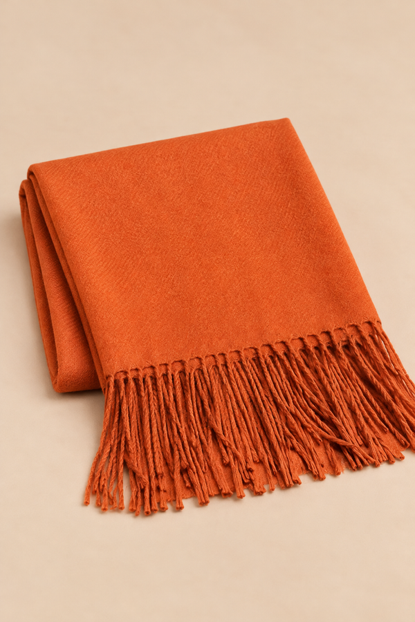 Orange Fringe Scarf