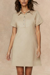 Aveline Button Front Short Sleeve Mini Dress