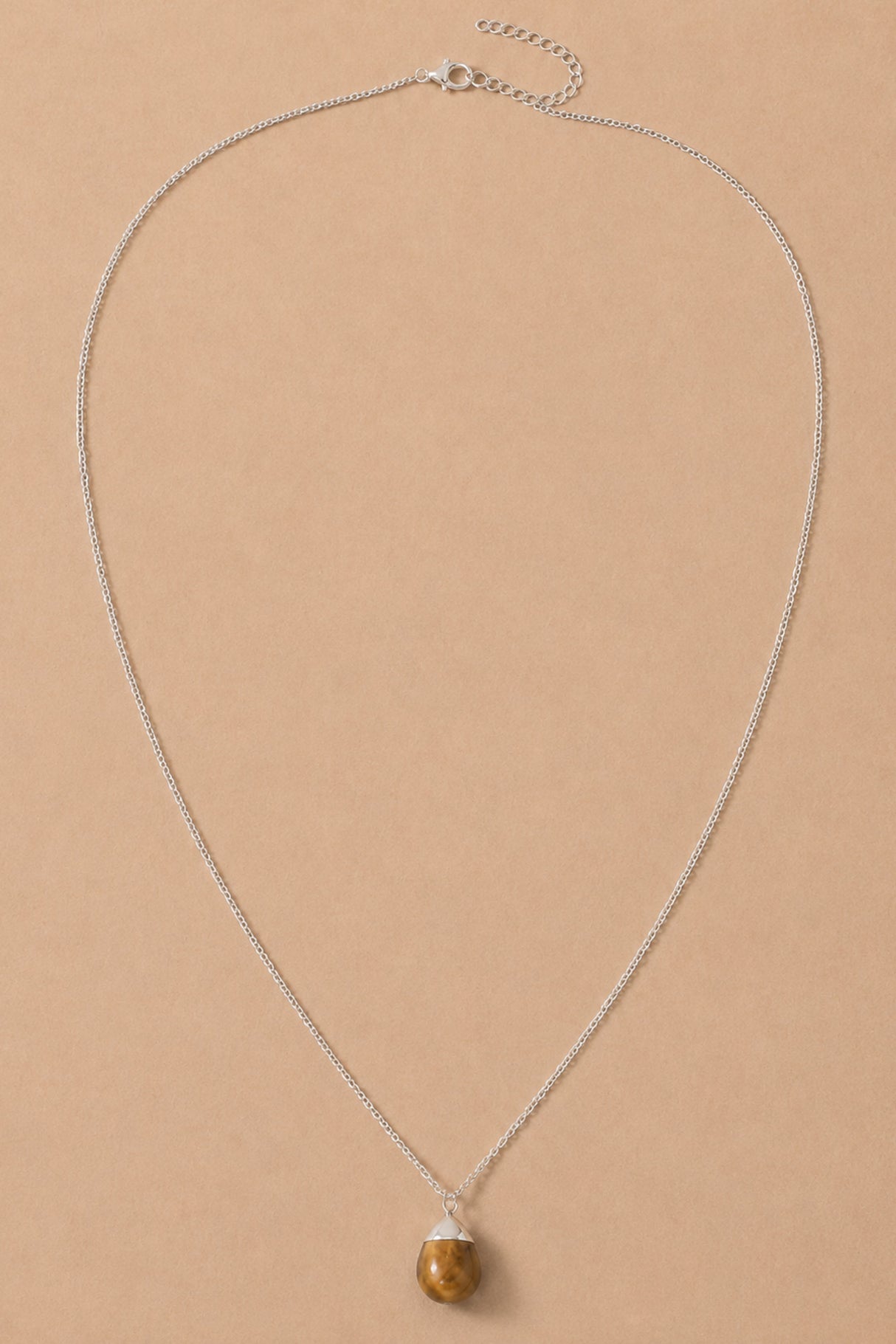 Semi-Precious Stone Drop Pendant Necklace - Magnesite