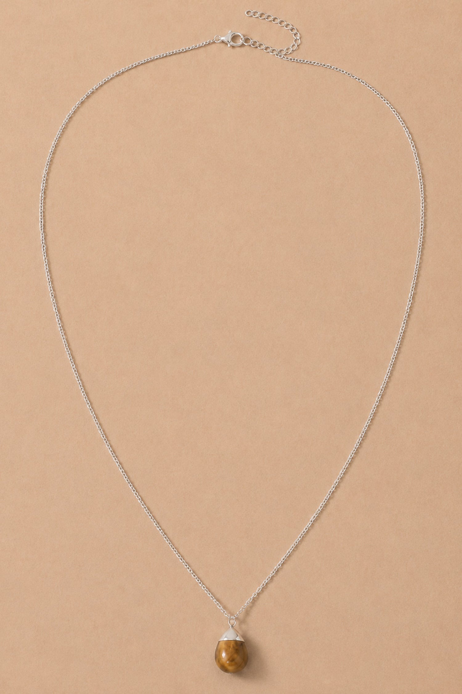 Semi-Precious Stone Drop Pendant Necklace - Magnesite