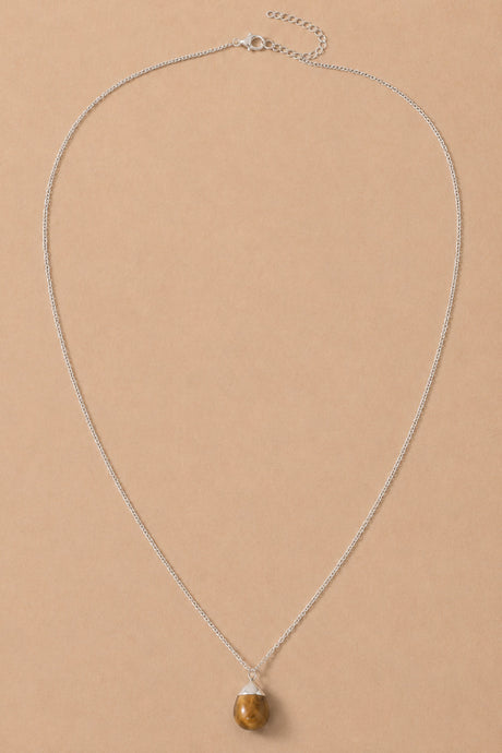 Semi-Precious Stone Drop Pendant Necklace - Magnesite