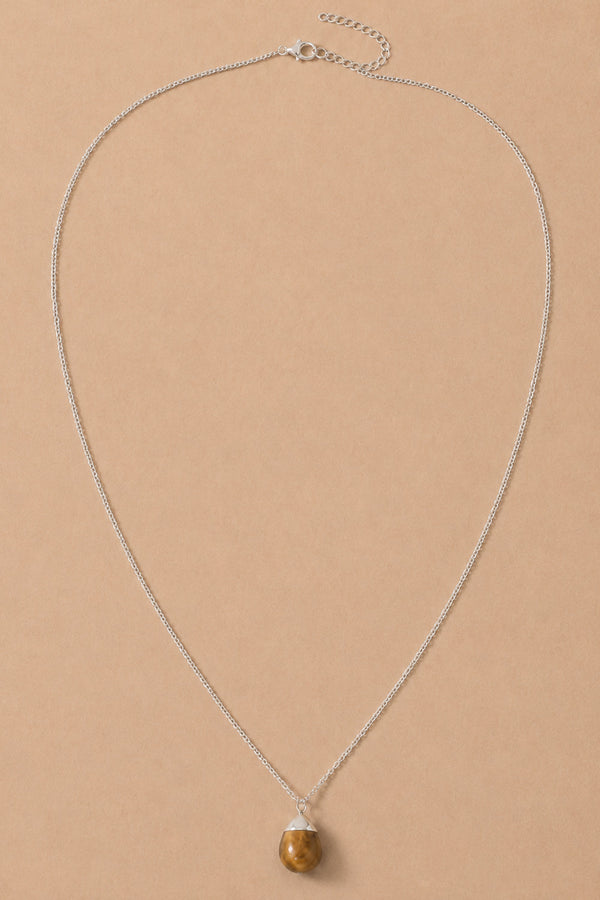 Semi-Precious Stone Drop Pendant Necklace - Magnesite