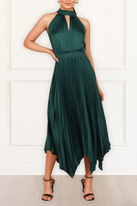 Clarence Midi Dress Handkerchief Hem Halterneck