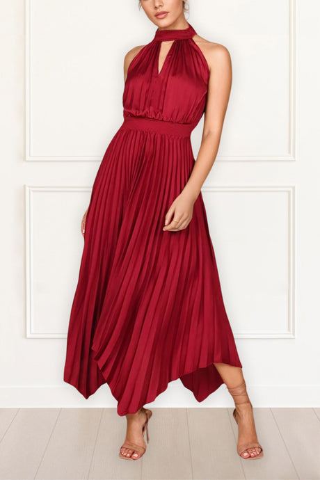 Clarence Midi Dress Handkerchief Hem Halterneck