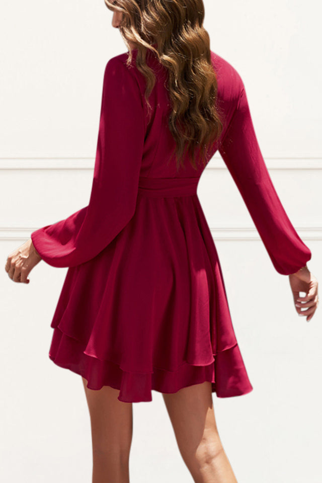 Colette V-Neck Long-Sleeved Layered Dress