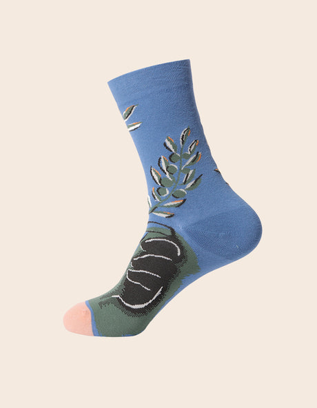 Socks Olive Branches Blue - Onze Montreal