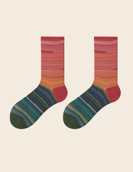 Socks Colorful Stripes Multi Red - Onze Montreal