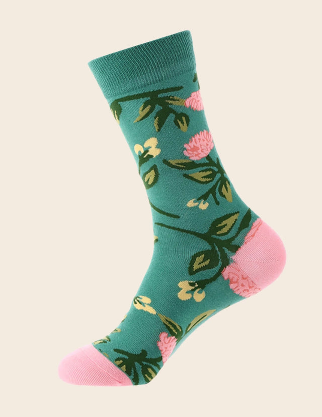Socks Pink Flower Print - Onze Montreal