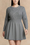 Cable Knit Long Sleeve Sweater Dress