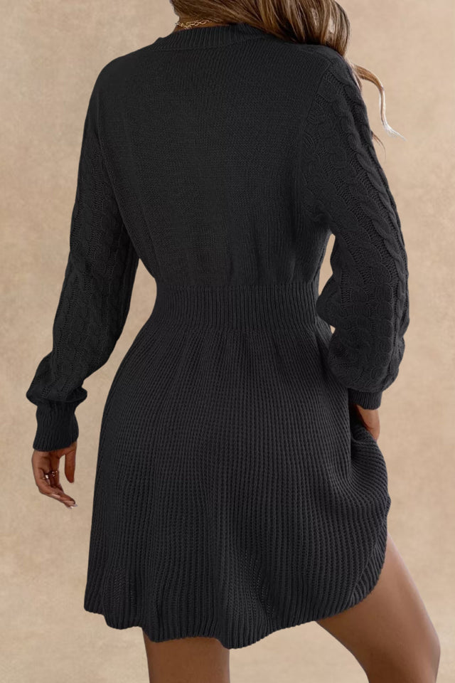 Cable Knit Long Sleeve Sweater Dress