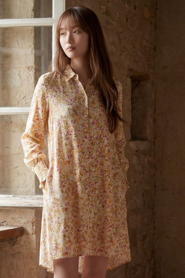 Charlie Robe Manches Longues Florales Smockés