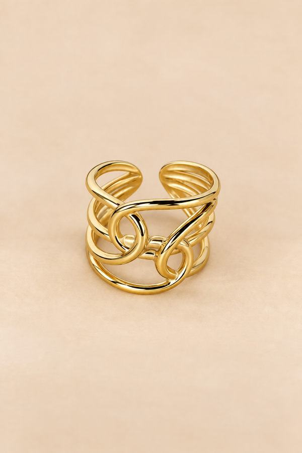 Bague Ouverte Inspiration Vintage – Argenté et doré