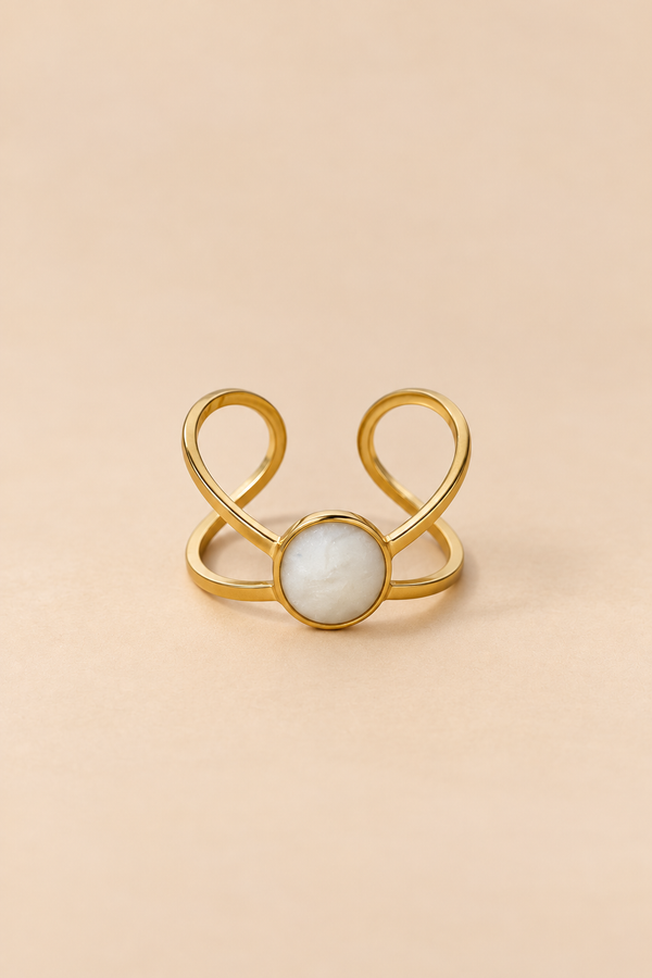 Bague boucles Ovale Plaquée Or 18 Carats
