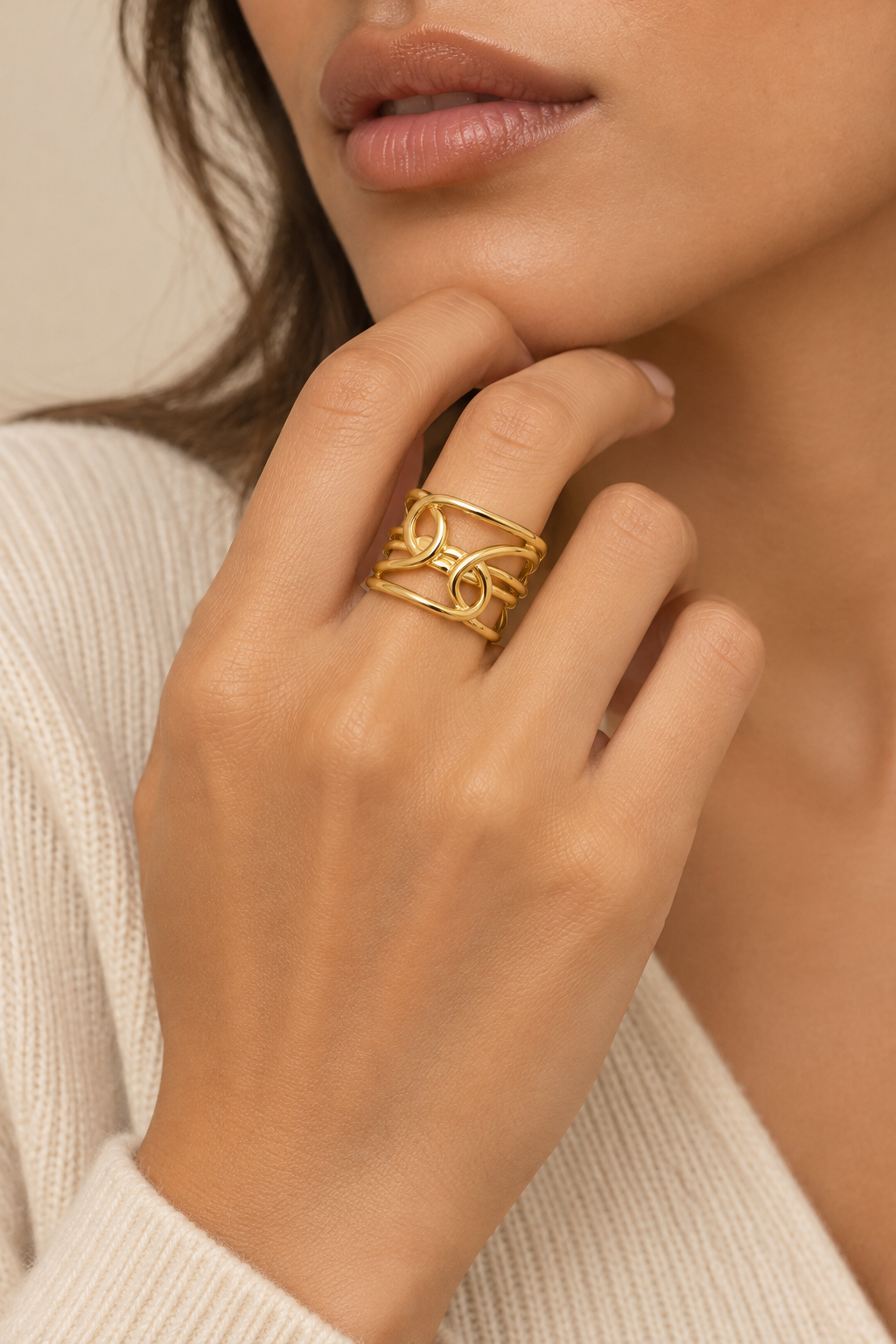Bague Ouverte Inspiration Vintage – Argenté et doré